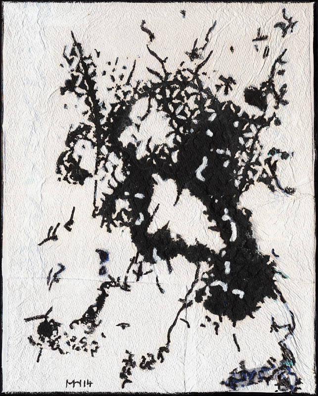 Gedankenexperiment 2014, Lackfarbe auf KüchenrolleLack auf Küchenrolle auf Leinwand, 29,5 x 23,5 cm