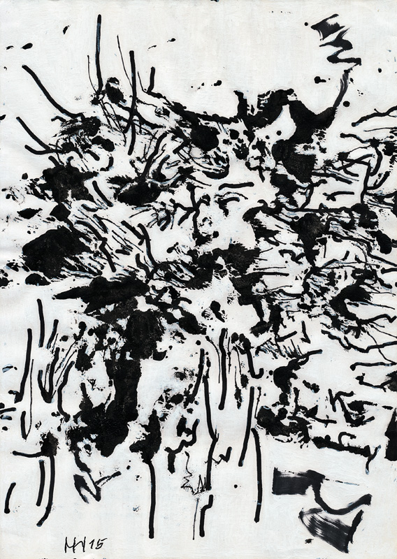 Wolfskind 2015, Lack auf Papier auf Leinwand, 29,5 x 23,5 cm