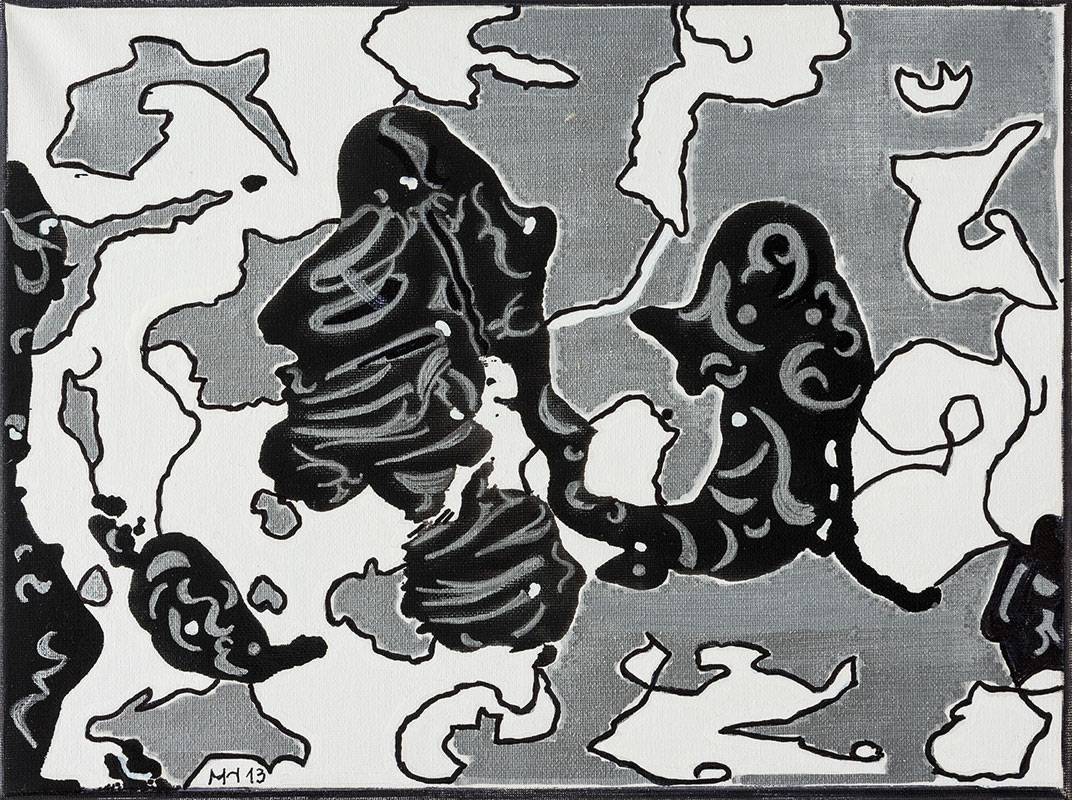 Ahnen - Vorfahren und Nachfahren (A) 2013, Lack auf Leinwand, 30 x 40 cm
