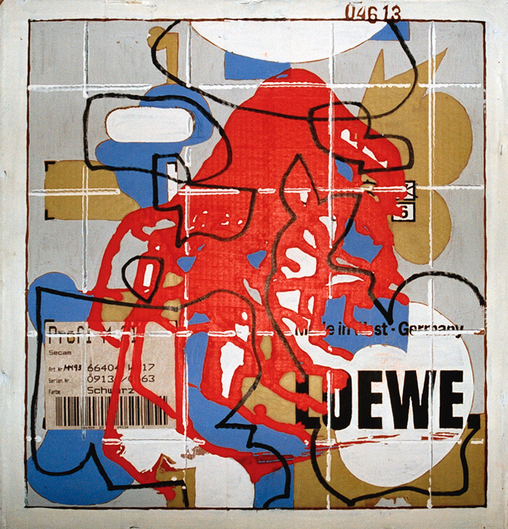 Löwe sei Dank A 1998, Mischtechnik auf Verpackungskarton, 65 x 60 cm