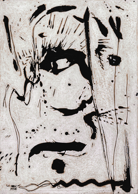 Perlentaucher 1985, Ölkreide und Lacke auf Pappe, 70 x 50 cm
